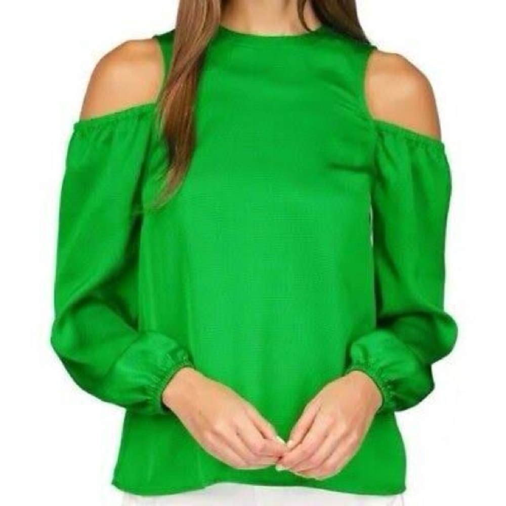 New MICHAEL Michael Kors Women's Satin Cold-Shoulder Top